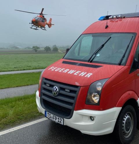 Neben Feuerwehr und Rettungsdienst war auch der Rettungshubschrauber Christoph 14 im Einsatz.